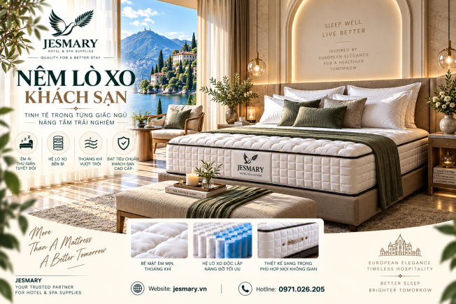 JESMARY -  Xưởng Sản Xuất Nệm Lò Xo Khách Sạn JESMARY: Chiến Lược Giải Pháp Phòng Ngủ Chuyên Biệt Cho Phân Khúc Căn Hộ Dịch Vụ & Boutique Hotel