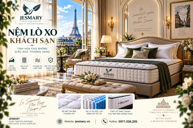 JESMARY -  Xưởng Sản Xuất Nệm Lò Xo Khách Sạn JESMARY: Chiến Lược Giải Pháp Nâng Cấp Tiêu Chuẩn Phòng Ngủ Cho Phân Khúc Resort & Biệt Thự Nghỉ Dưỡng