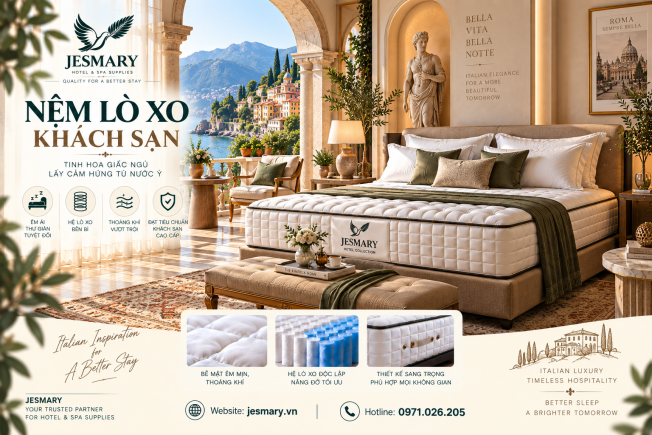 JESMARY -   Xưởng Sản Xuất Nệm Lò Xo Khách Sạn JESMARY: Chiến Lược Giải Pháp Trang Bị Phòng Ngủ Đạt Tiêu Chuẩn Quốc Tế Cho Chuỗi Khách Sạn 4-5 Sao