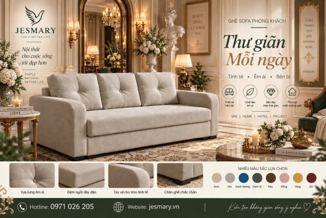 JESMARY  -  Xưởng Sản Xuất Ghế Sofa Thư Giãn Chỉnh Điện (Recliner) Tiêu Chuẩn JESMARY: Giải Pháp Đẳng Cấp Cho Phòng Khách & Phòng Phim Gia Đình