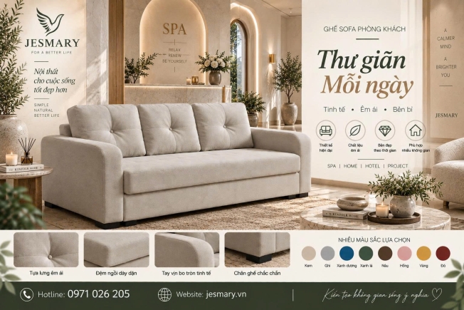 JESMARY  -  Xưởng Sản Xuất Ghế Sofa Đơn Thư Giãn Tiêu Chuẩn JESMARY: Giải Pháp Nội Thất Tinh Tế Cho Phòng Khách & Sảnh Chờ