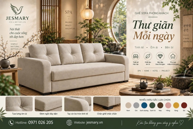 JESMARY -   Xưởng Sản Xuất Ghế Sofa Phòng Khách JESMARY: Giải Pháp Nội Thất Tận Gốc Đẳng Cấp Cho Không Gian Sống